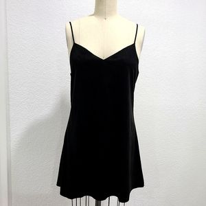 Black faux suede slip skater mini dress